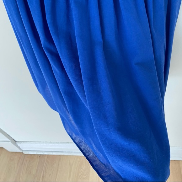 Akris Punto Pleated Knee Length Smocked Waist Skirt in Royal Blue sz 4 - Picture 4 of 8